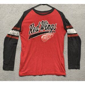 NHL Red Wings Long Sleeve Men's T-Shirt Adult Size Medium 38/40 Red Gray Graphic